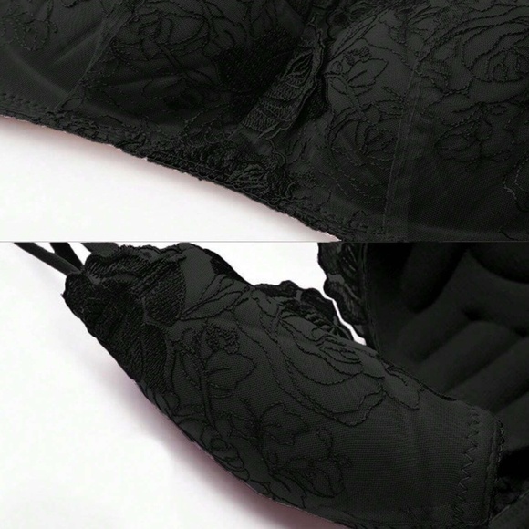 Luxe Floral Embroidered Lace Push Up Criss Cross Bra - Picture 5 of 9